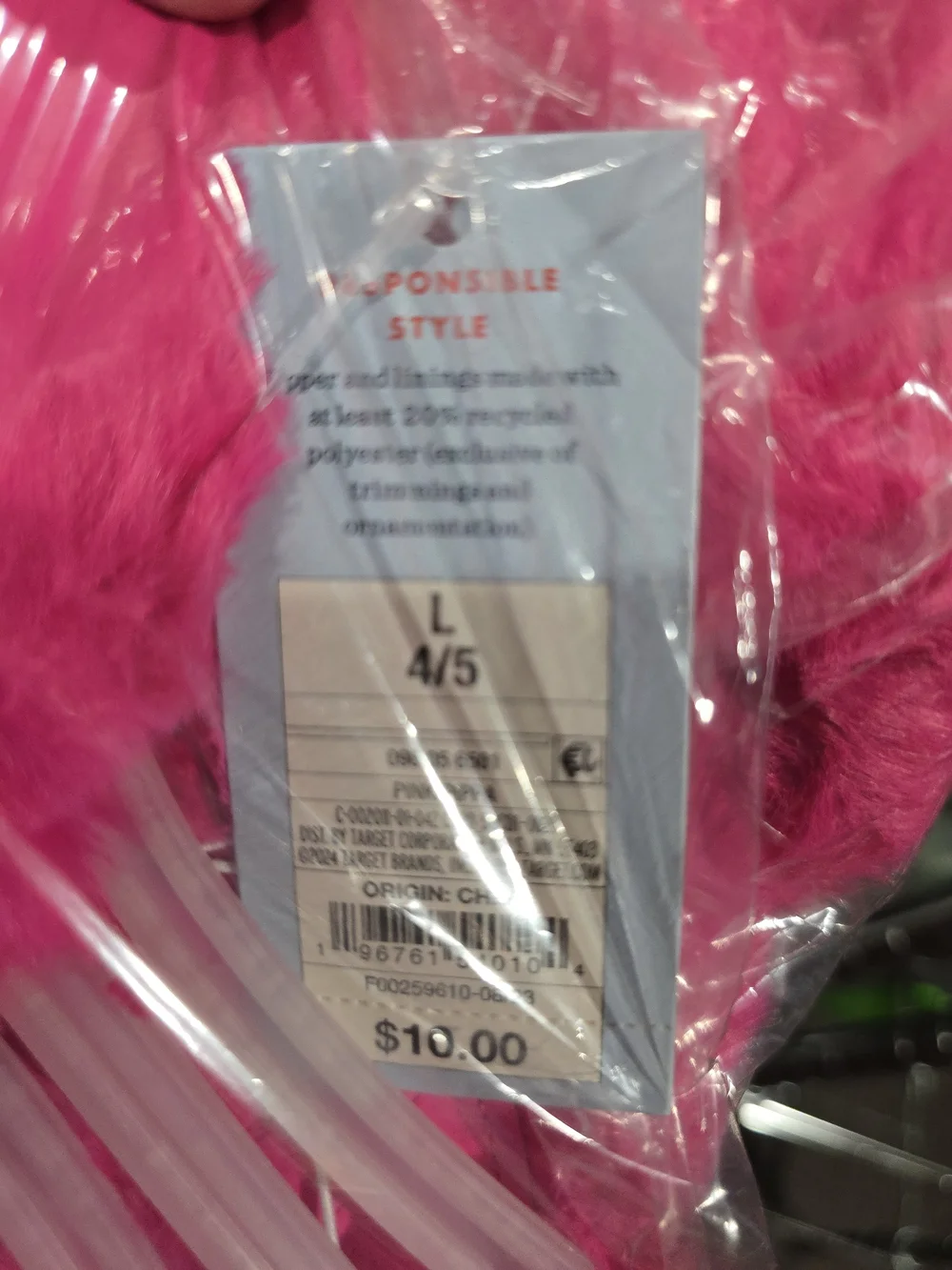 New Cat&Jack Kids 4/5 Fuchsia Pink Faux Fur Slippers